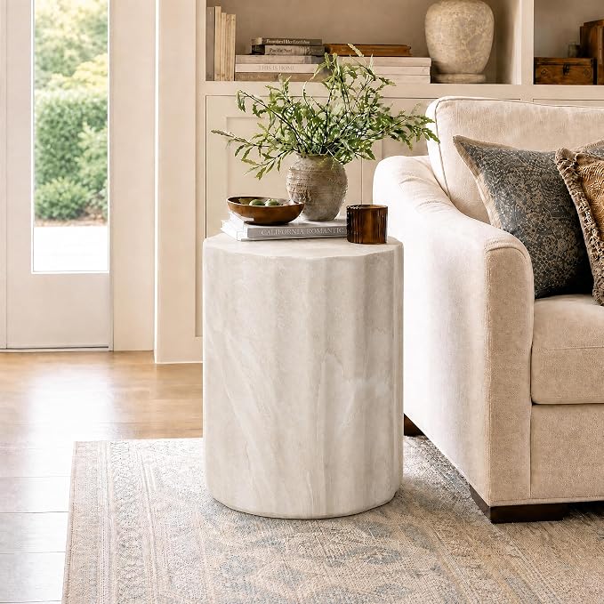 Marble-Look Indoor Outdoor Side Table