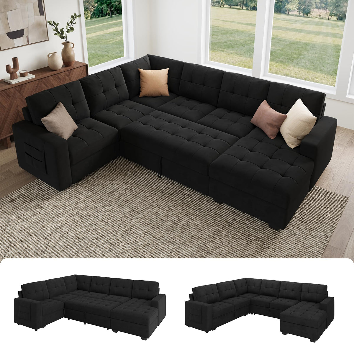 U-Shaped Sectional Sleeper Sofa