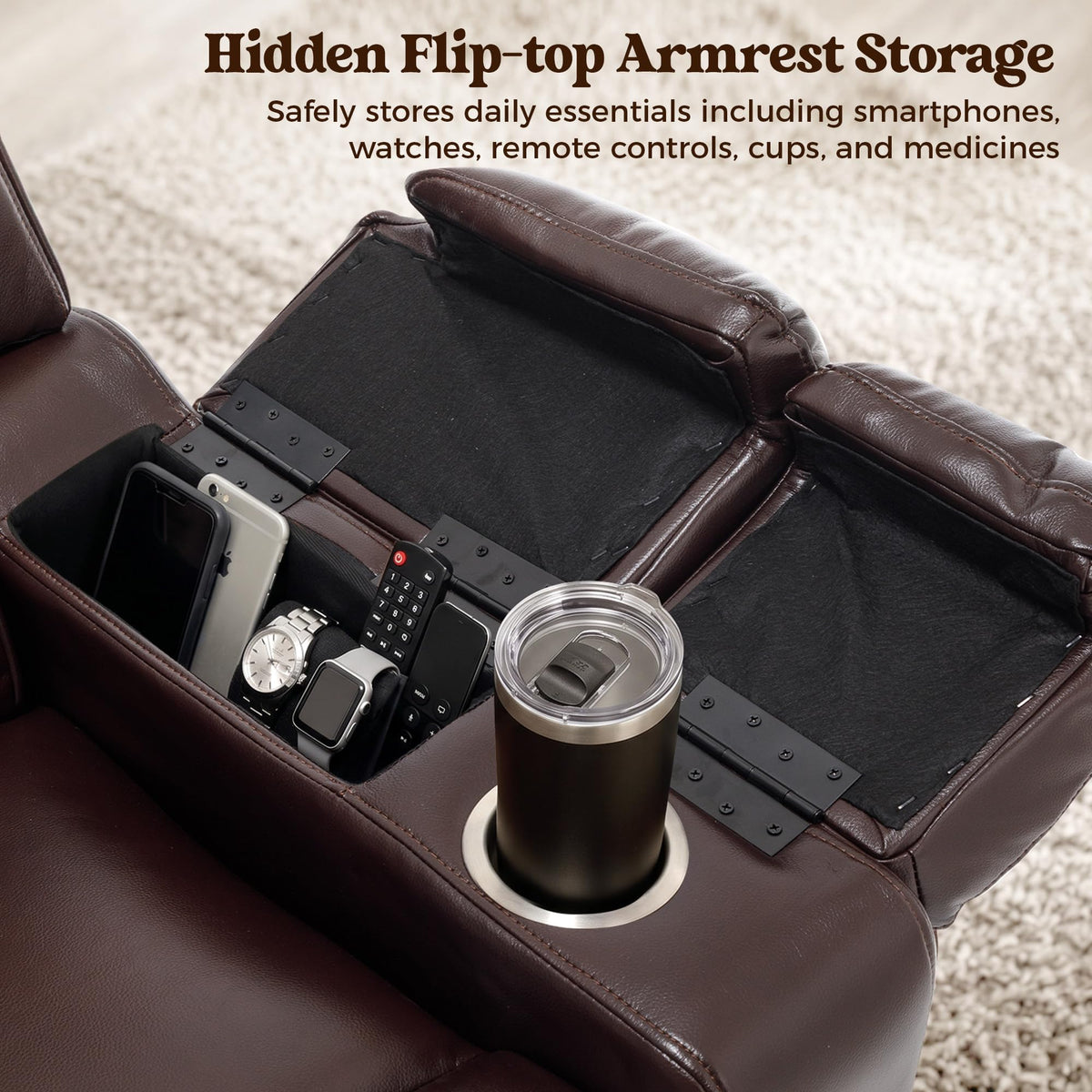 Big and Tall Triple Motor Power Lift Recliner Chair, Dark Brown