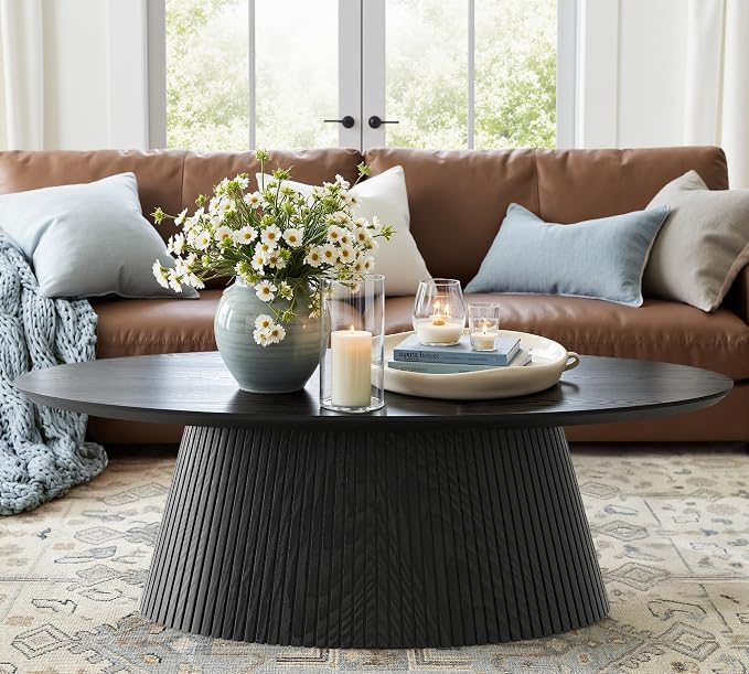 Oval Faux Stone Coffee Table