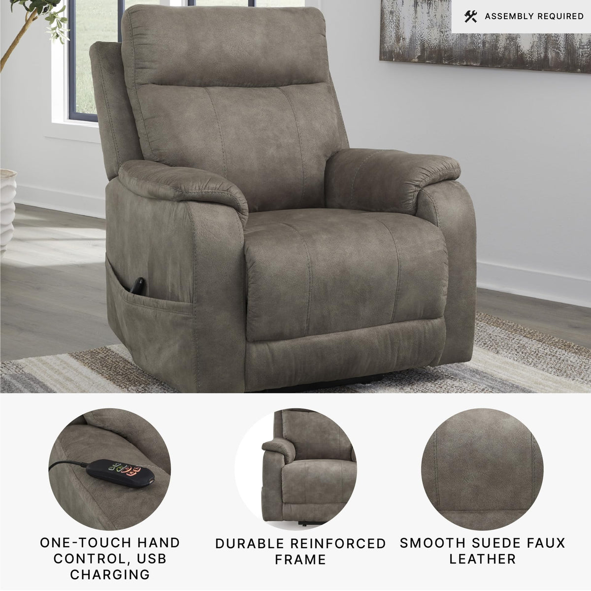 Signature Design by Ashley Dual Motor Power Lift Recliner, Heat & Massage