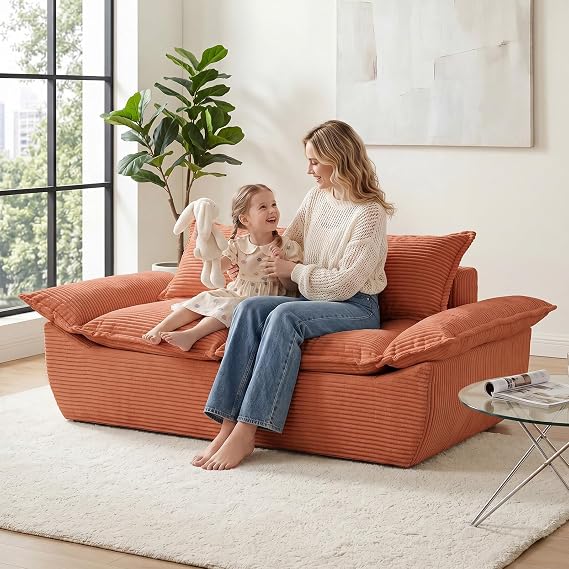 Corduroy Boneless Loveseat & 3-Seater Sofa