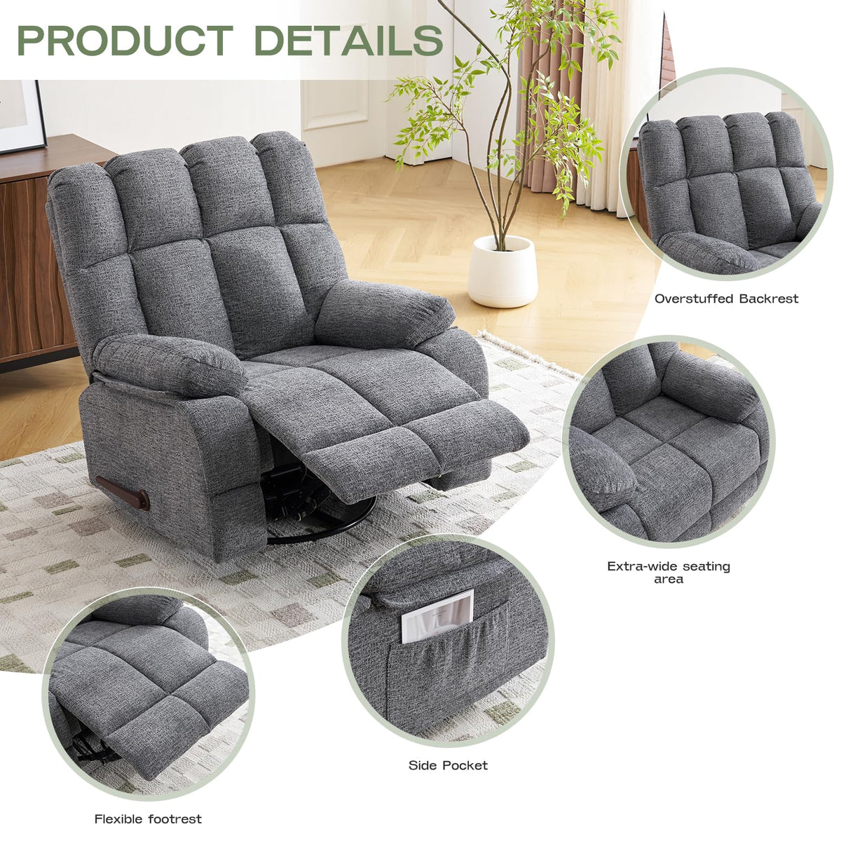 Oversized Swivel Rocker Recliner