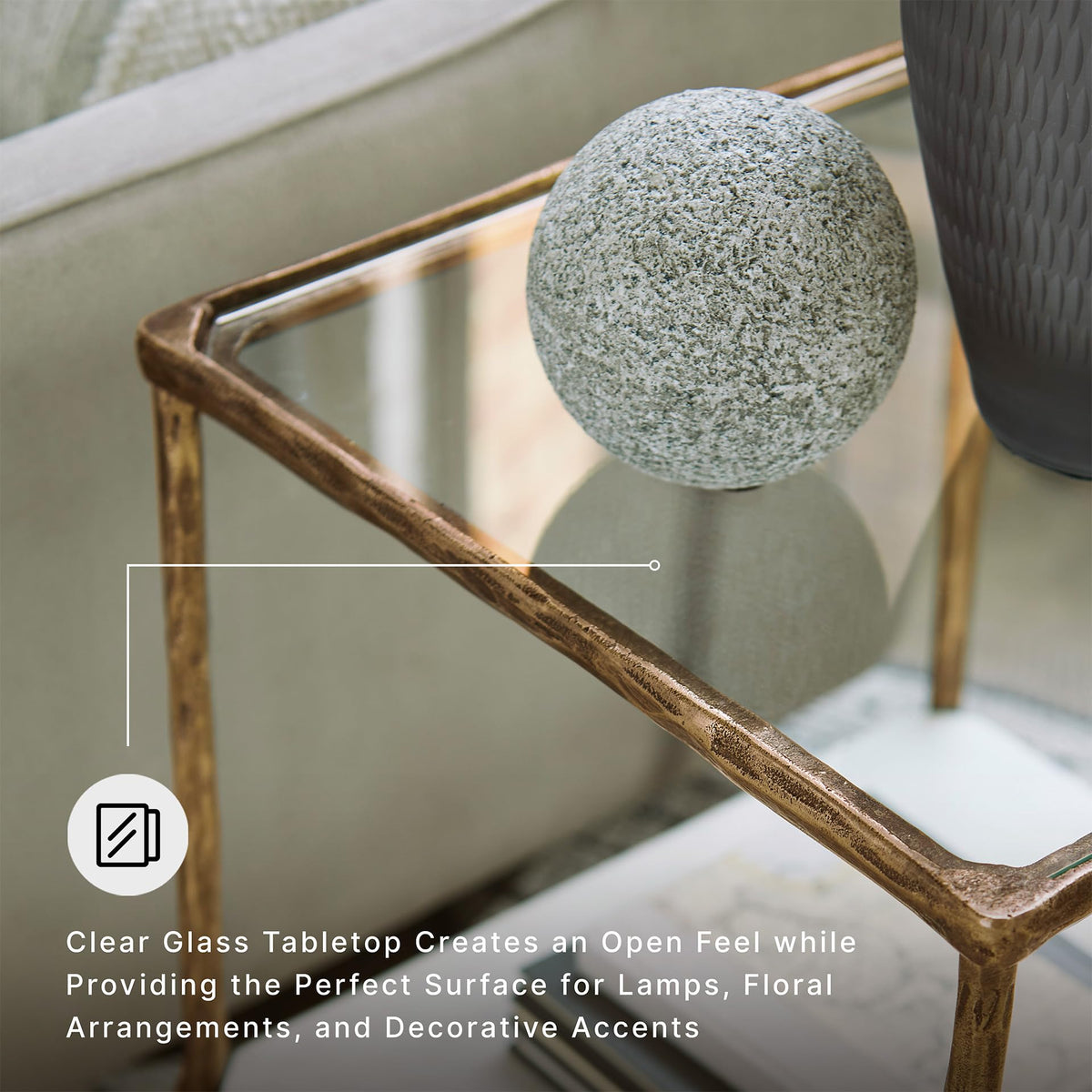 Square Glass & Marble End Table