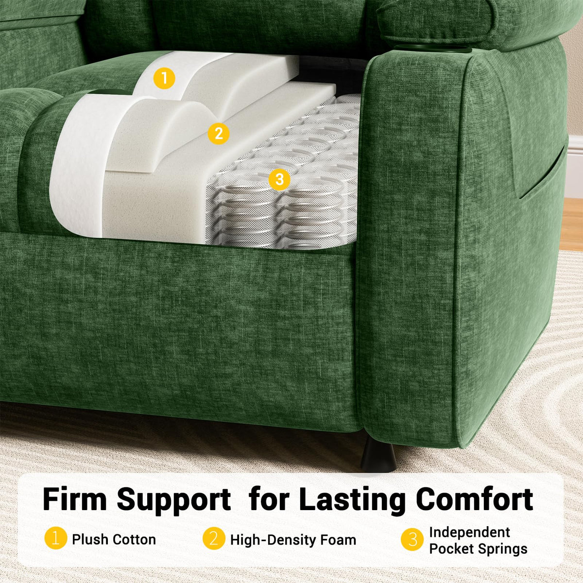 Green Chenille Power Recliner