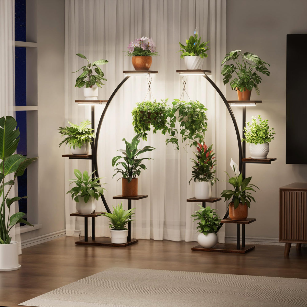 2 Pack Plant Stand Indoor with Grow Lights, 12 Tiered Corner Plant Shelf