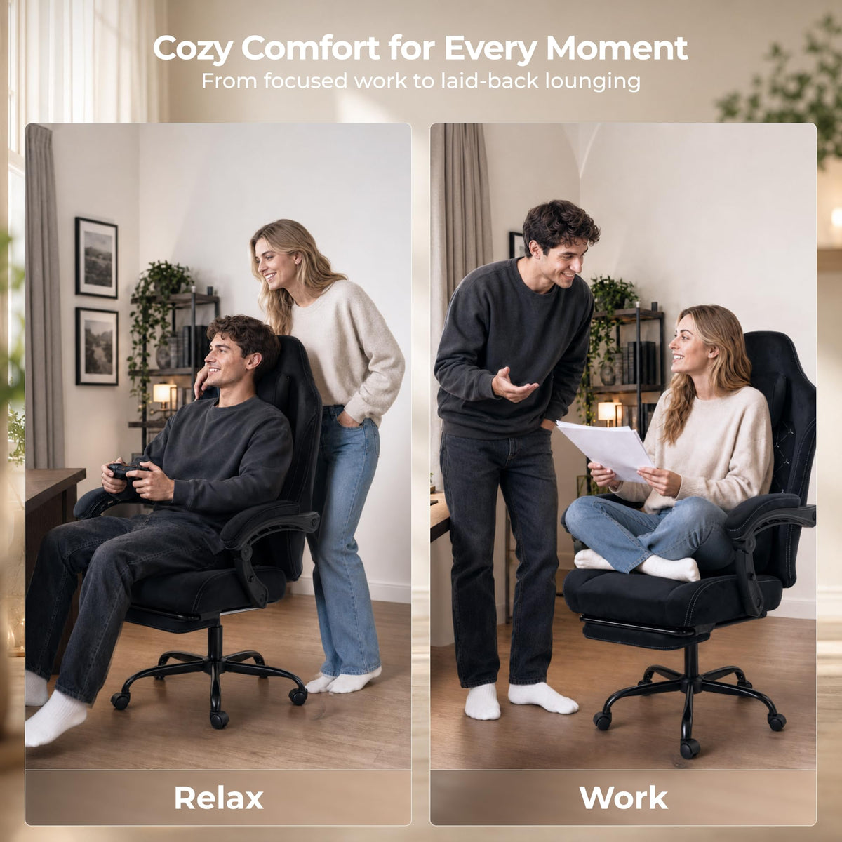 Fabric Gaming Chair with Heated Massage