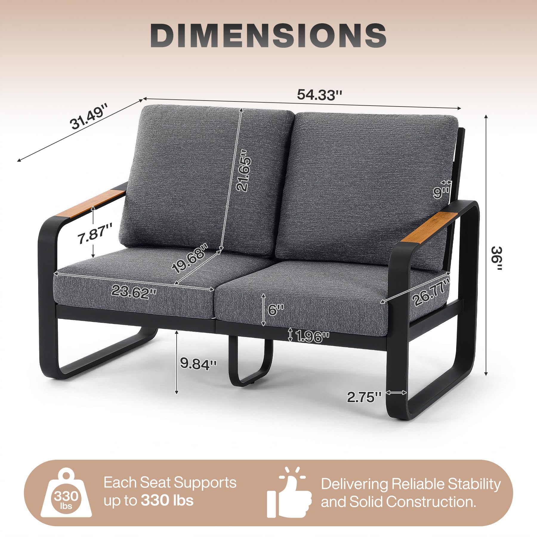 Outdoor Loveseat & 3-Seater Sofa Set with Cushions