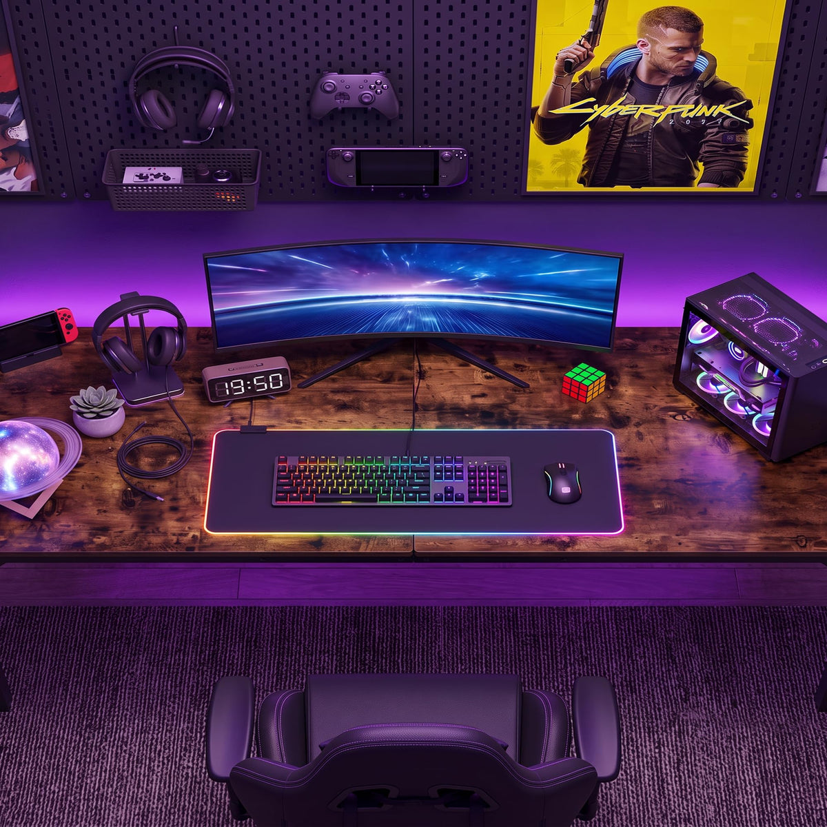 78.7 Inch Extra Long Computer Desk, Gaming Writing Work Desk, Rustic Brown