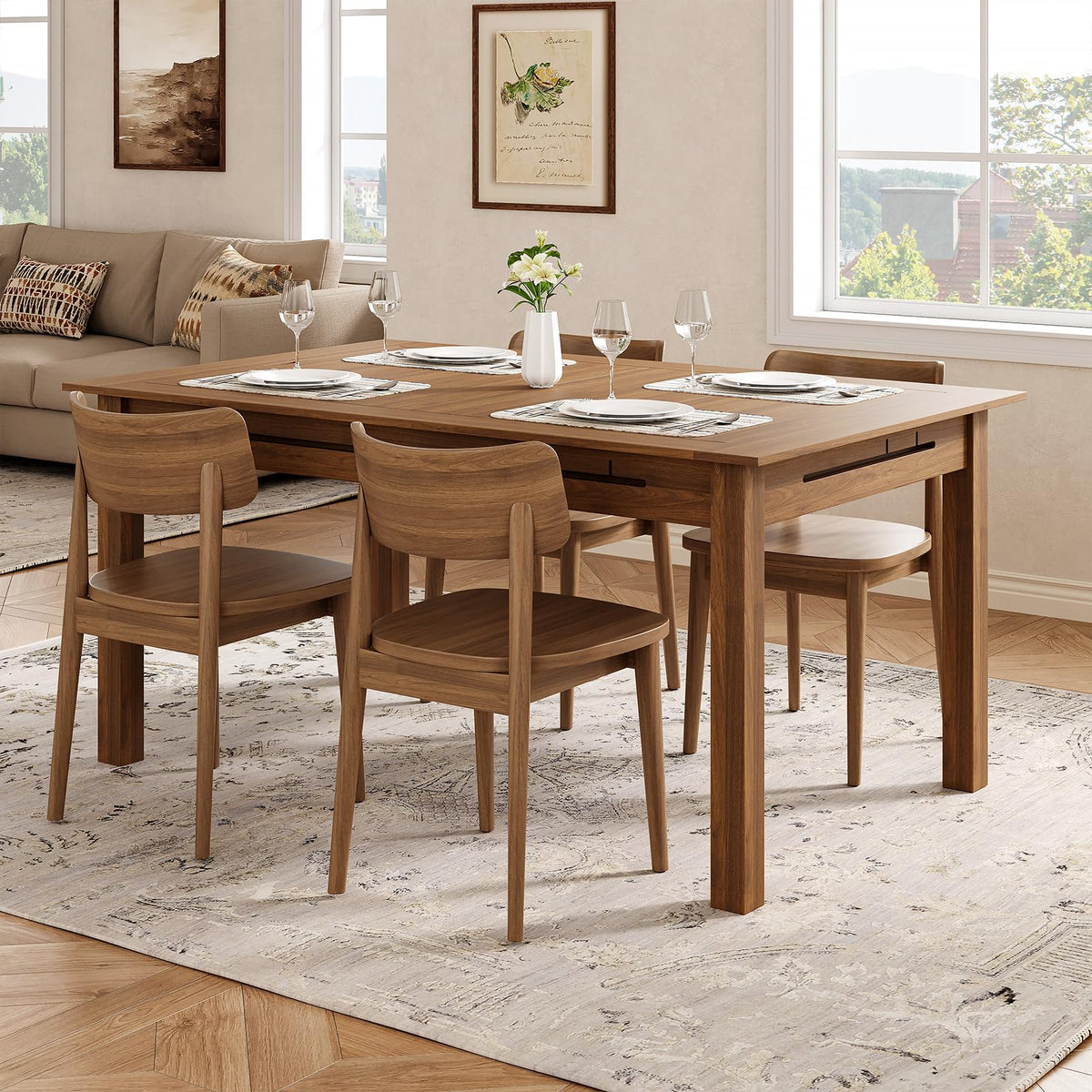 NDOHCUO Board Game Table with Removable Top,63" Dining/Gaming Table, Walnut