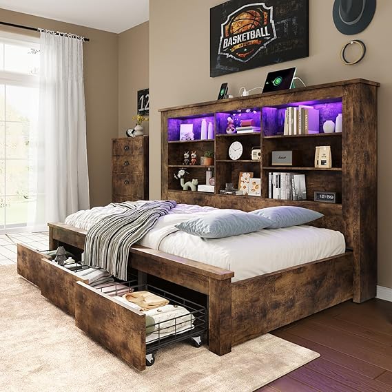 Twin Daybed with Storage Drawers & RGB LED Lights