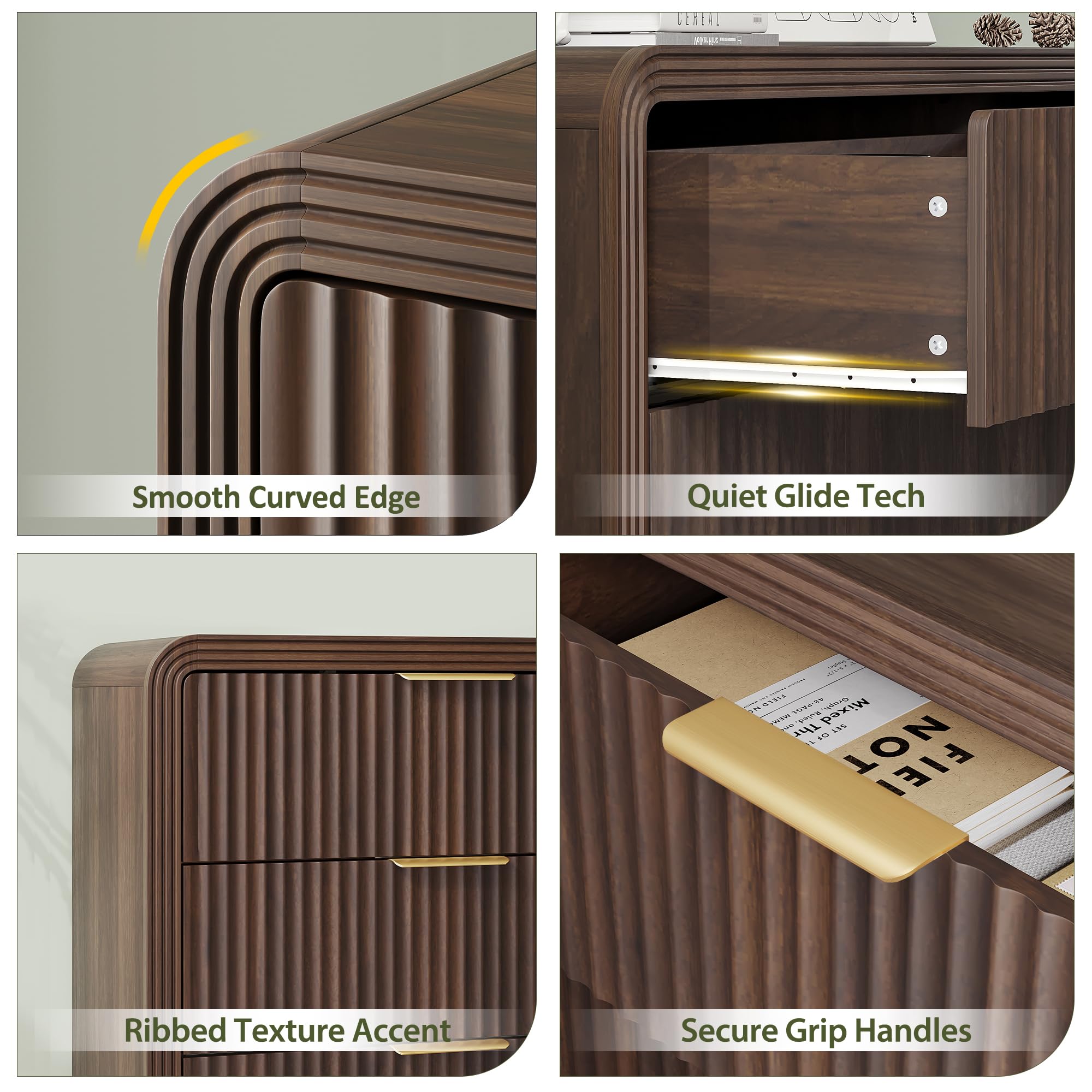 5-Drawer Fluted Dresser with Metal Handles