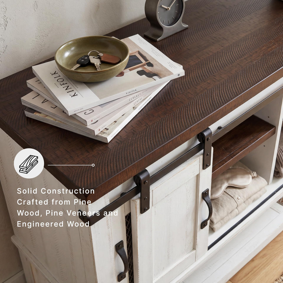 Signature Design by Ashley Valebeck Buffet Sideboard, Farmhouse Coffee Bar