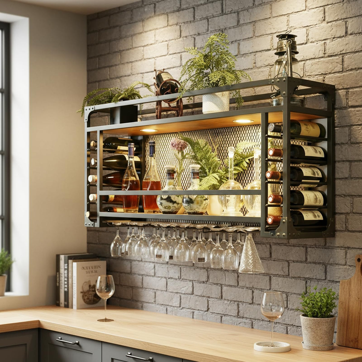 Wall-Mounted Iron Wine Rack