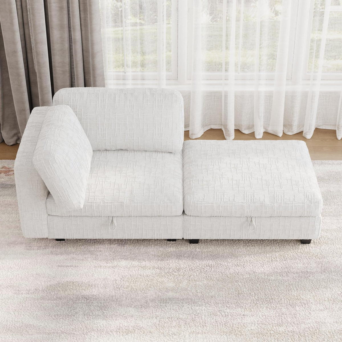 ERYE Comfy Chenille Upholstered Reversible Storage Chaise Lounge Indoor for Living Room Bedroom,Modern Single Chaise Lounge Leisure Recliner Sofa Daybed with Seat Storage