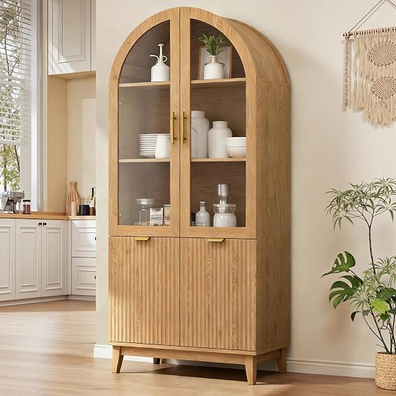 Arched Glass Door Cabinet