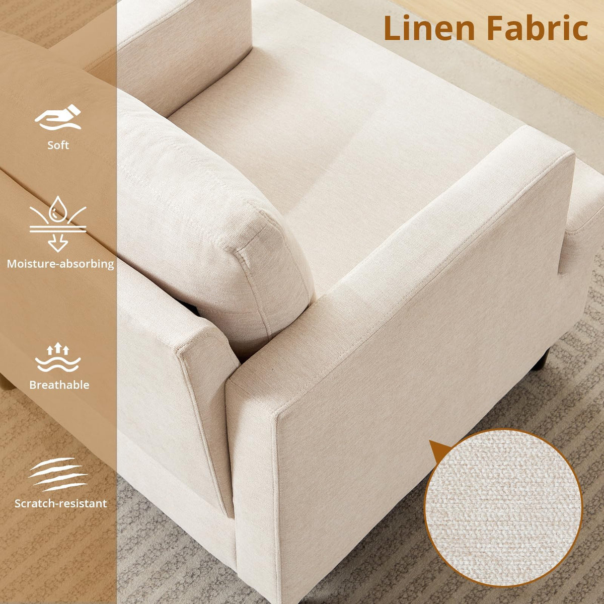 Beige Linen Accent Chair