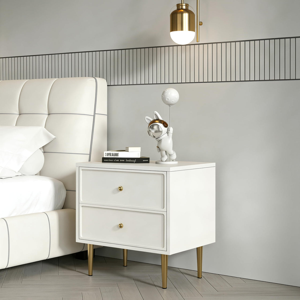 White 2-Drawer Nightstand