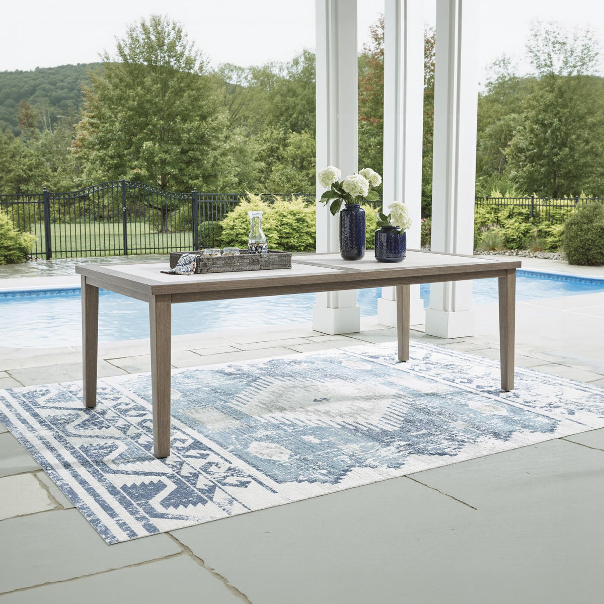 Signature Design by Ashley Patio Dining Table, Sintered Stone, 84 in