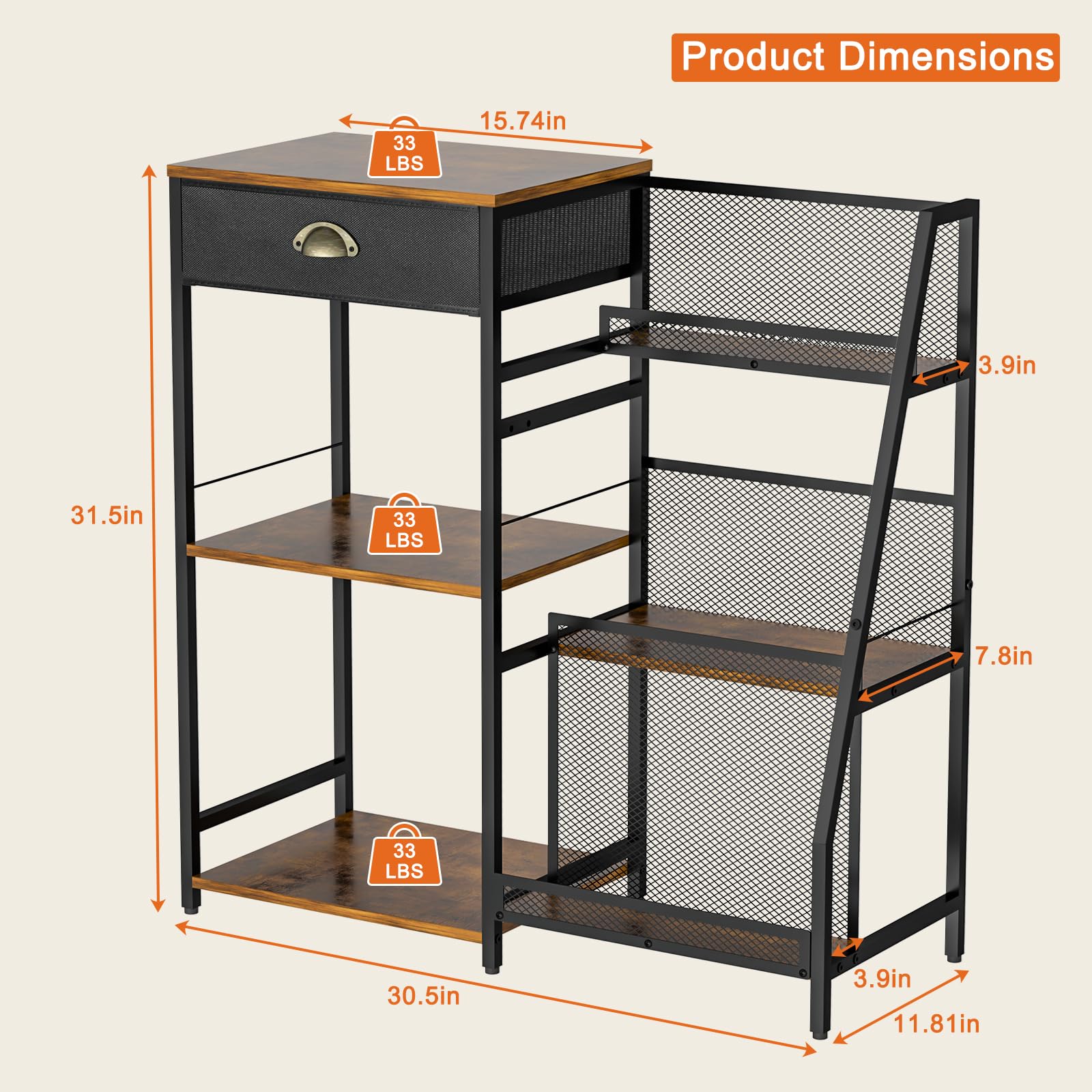 3-Tier Wine Rack with Drawer