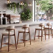 Sinxkaan Bar Stools with Solid‑Wood Frame, for Kitchen & Dining Room (4, Walnut Finish)