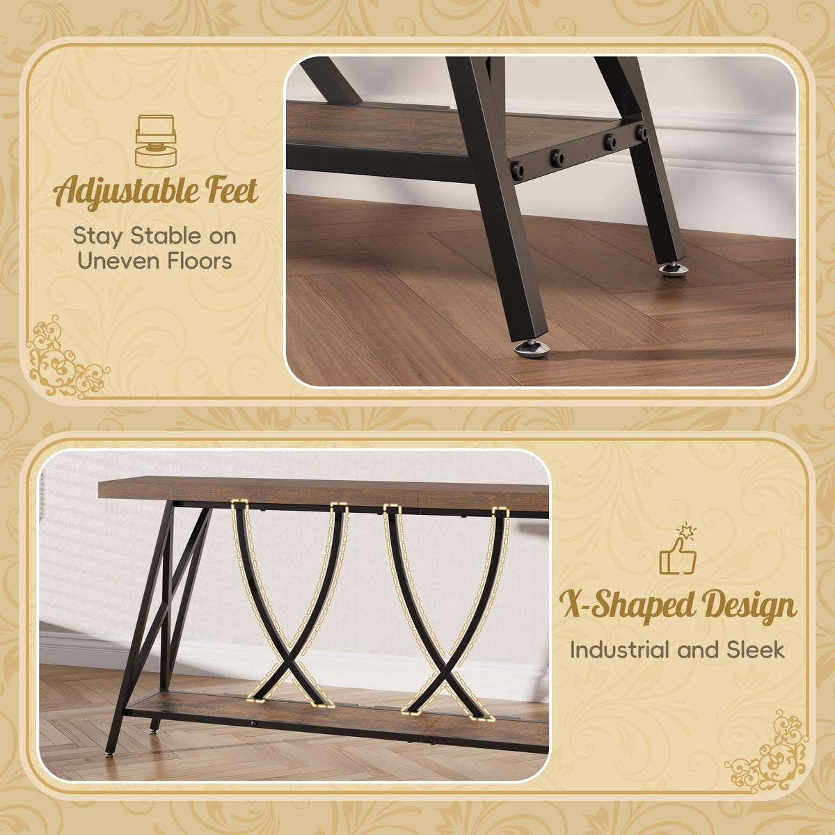 Rustic Brown Narrow Console Table
