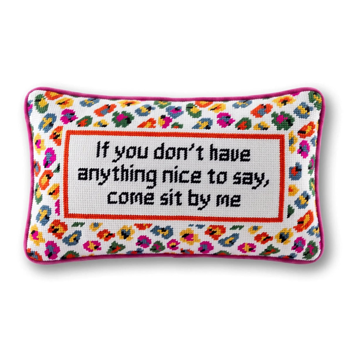 FURBISH Come Sit By Me Needlepoint Pillow, 9" x 15"