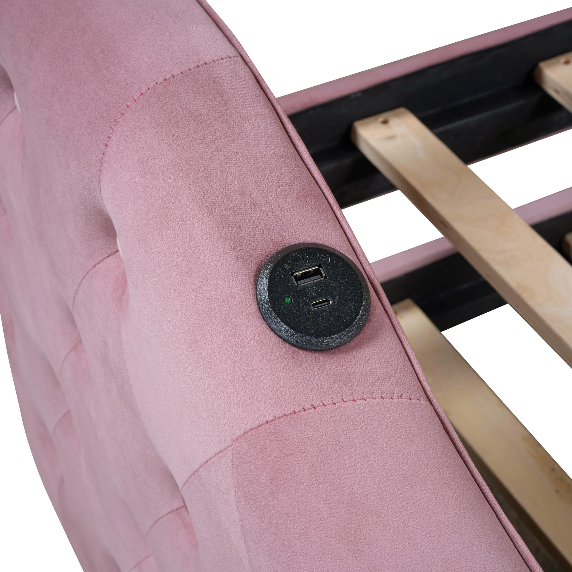 Velvet Tufted Daybed with Trundle & USB Charging