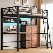 Twin Metal Loft Bed with Desk