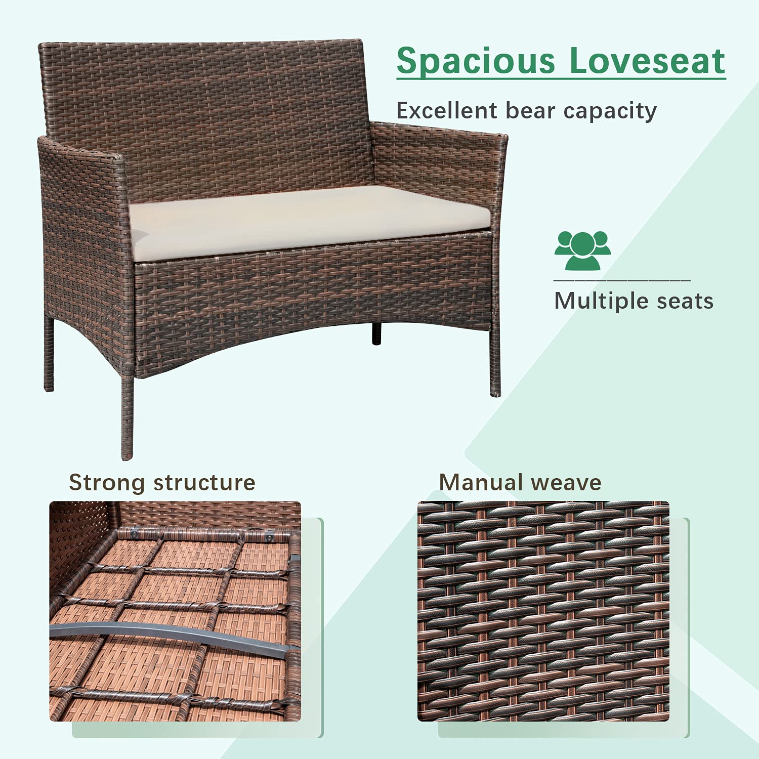 4-Piece Outdoor Rattan Patio Furniture Set