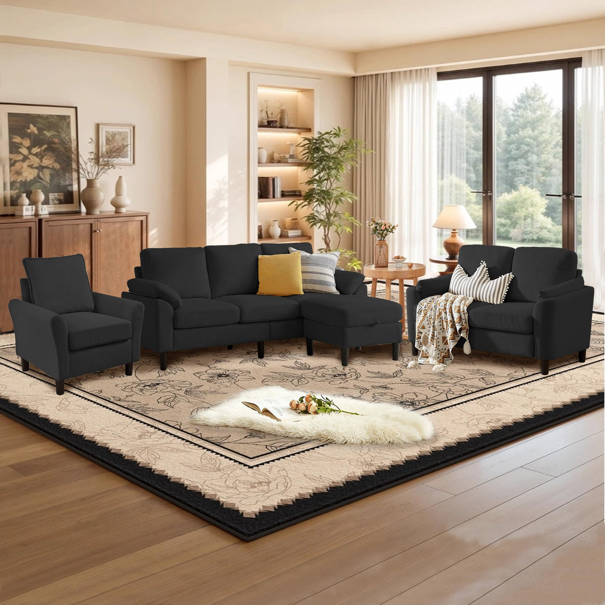 4-Piece Corduroy Sofa Set
