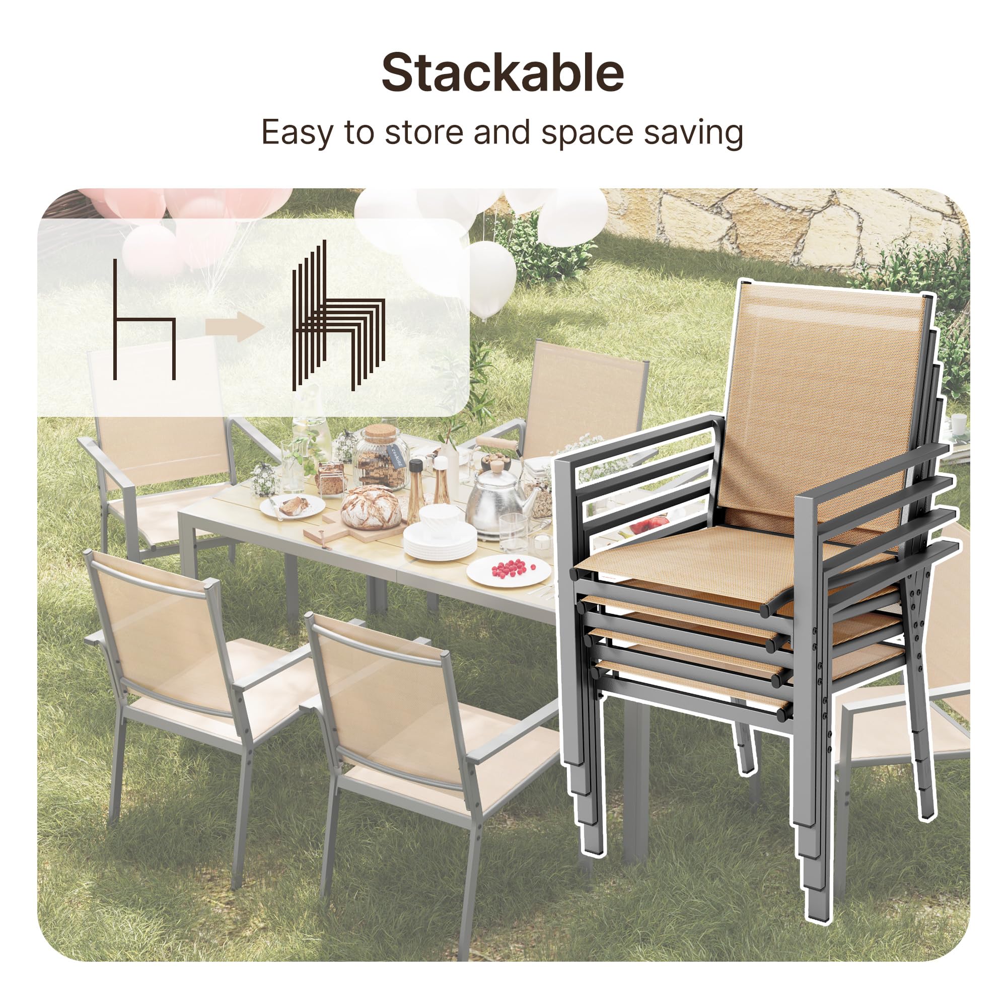 6-Person Outdoor Patio Dining Set with Umbrella Hole
