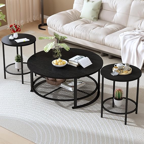 3-Piece Coffee & End Table Set with Storage