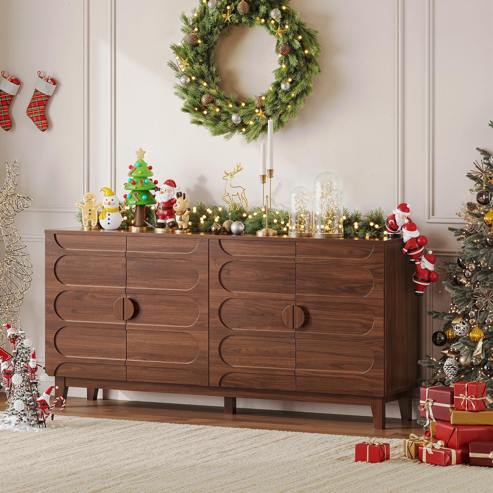 63" Sideboard Buffet Cabinet with Adjustable Shelves