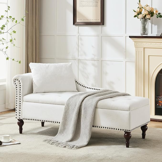 Velvet Storage Chaise Lounge