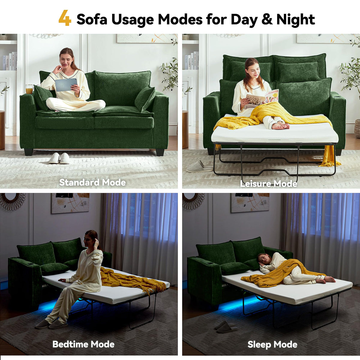 Chenille Pull-Out Sofa Bed