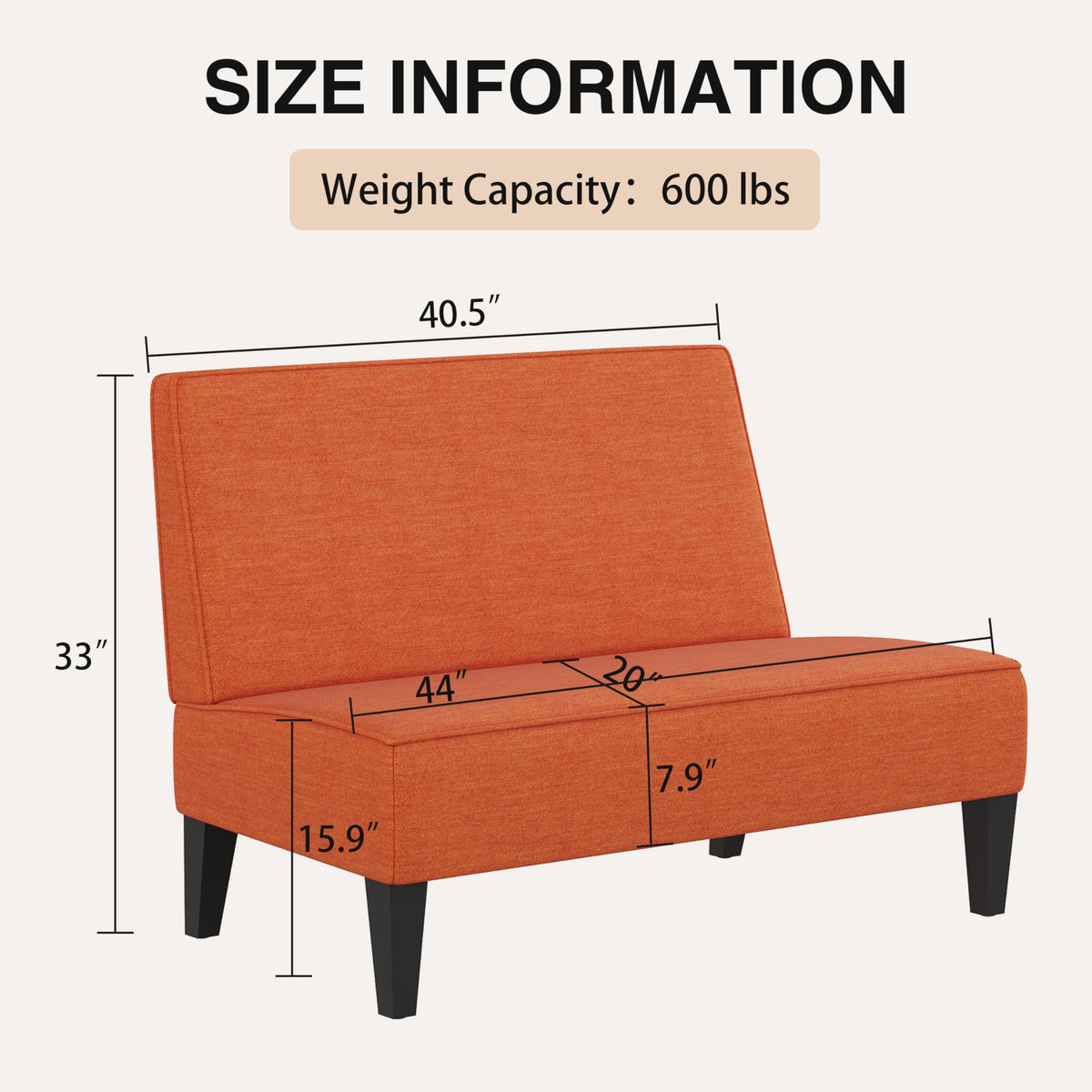 Armless Linen Loveseat