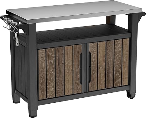 Outdoor Rolling Bar Cart with Wheels