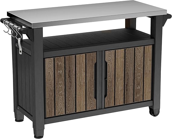 Outdoor Storage Table with Stainless Steel Top