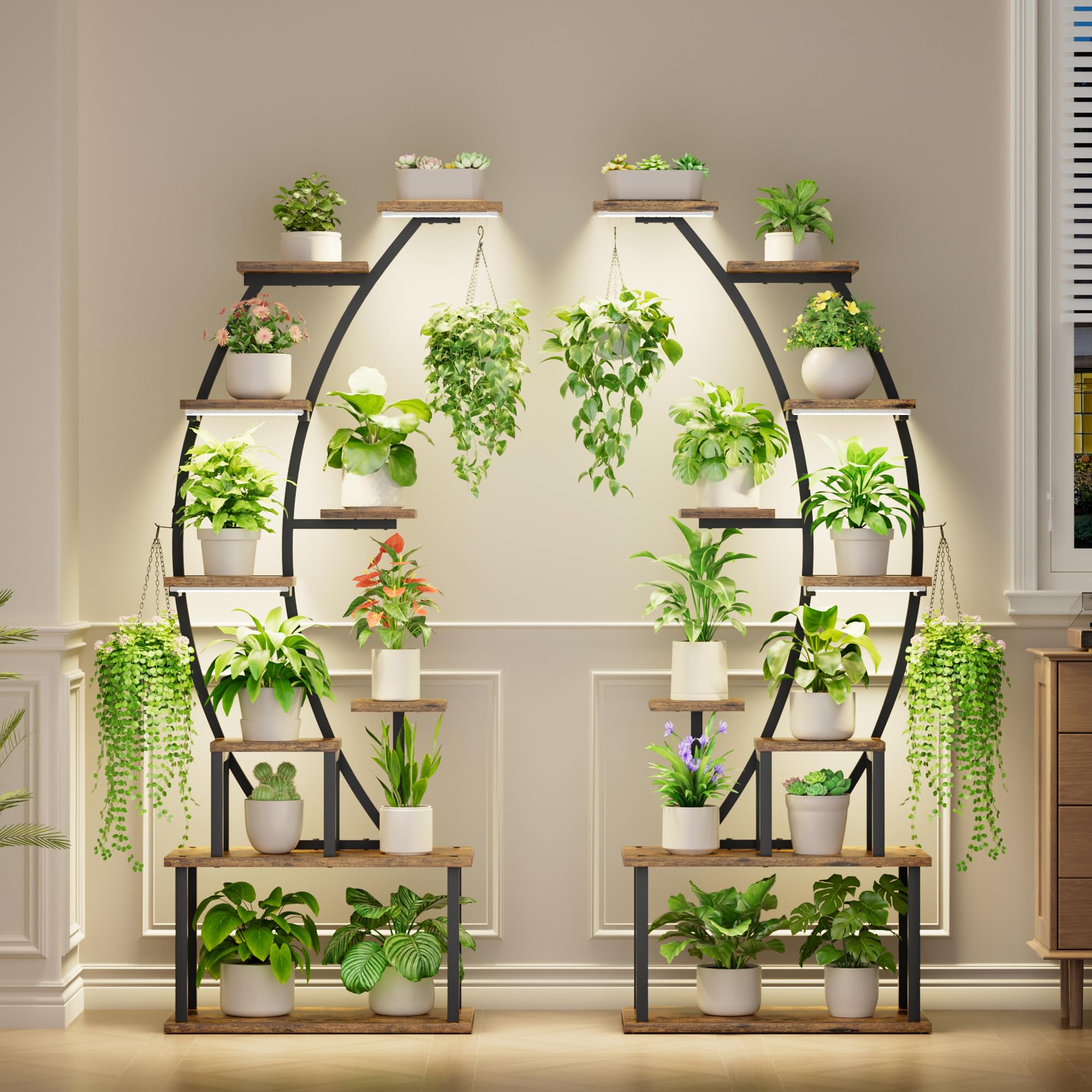 9-Tier Plant Stand with Grow Lights, 64" Tall