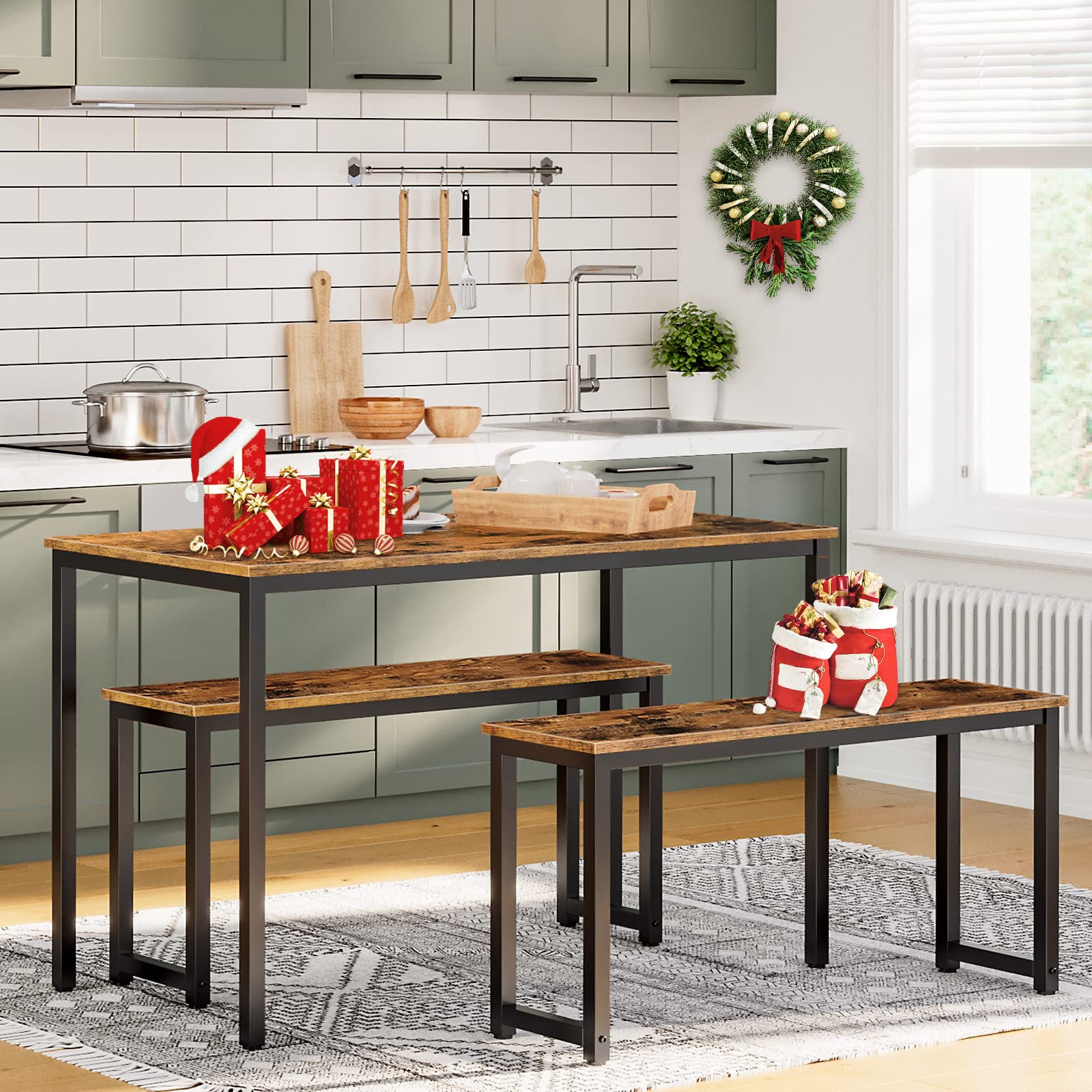 Industrial Dining Benches Set of 2
