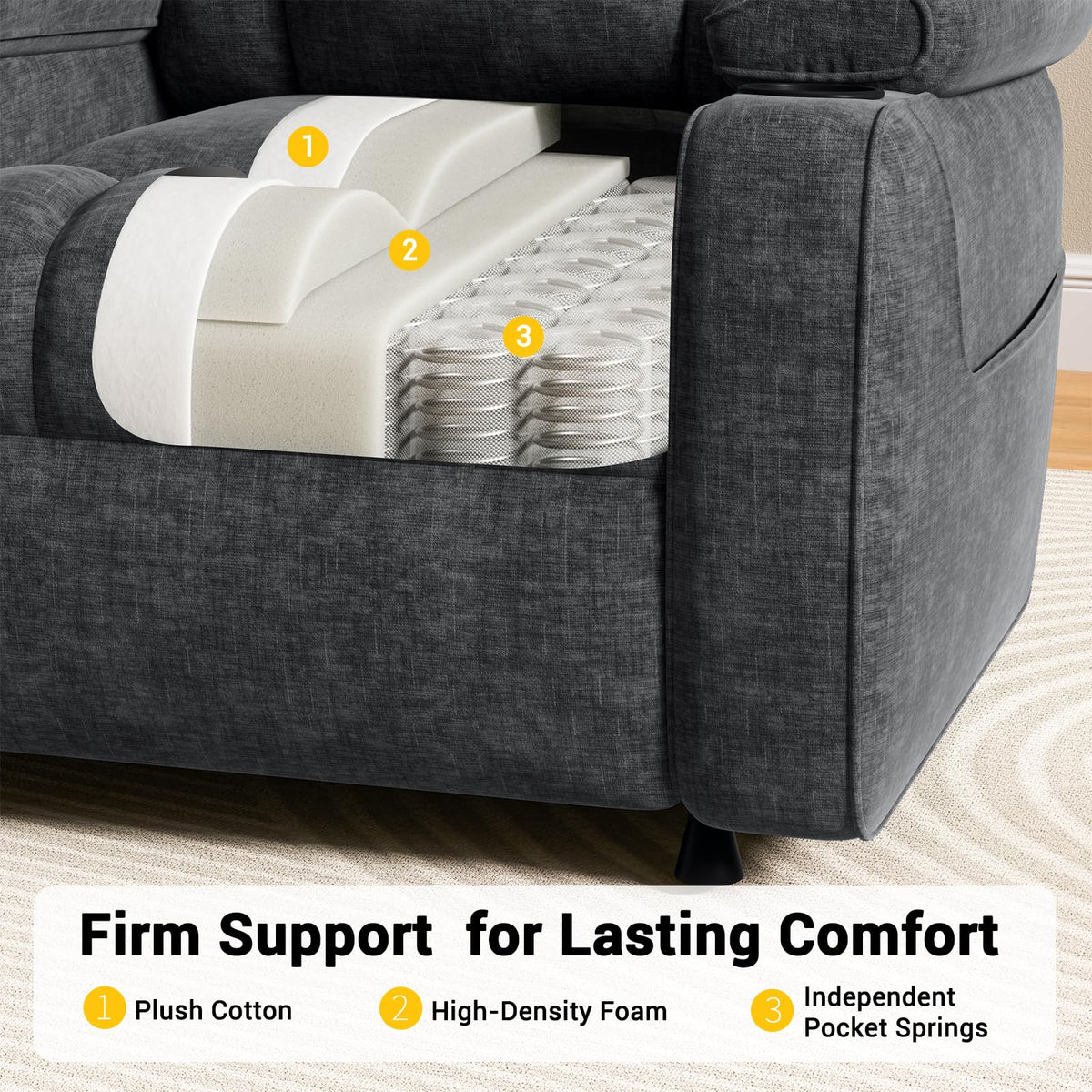 Amada Power Recliner Chair for Adults, Electric Synchronized Reclining