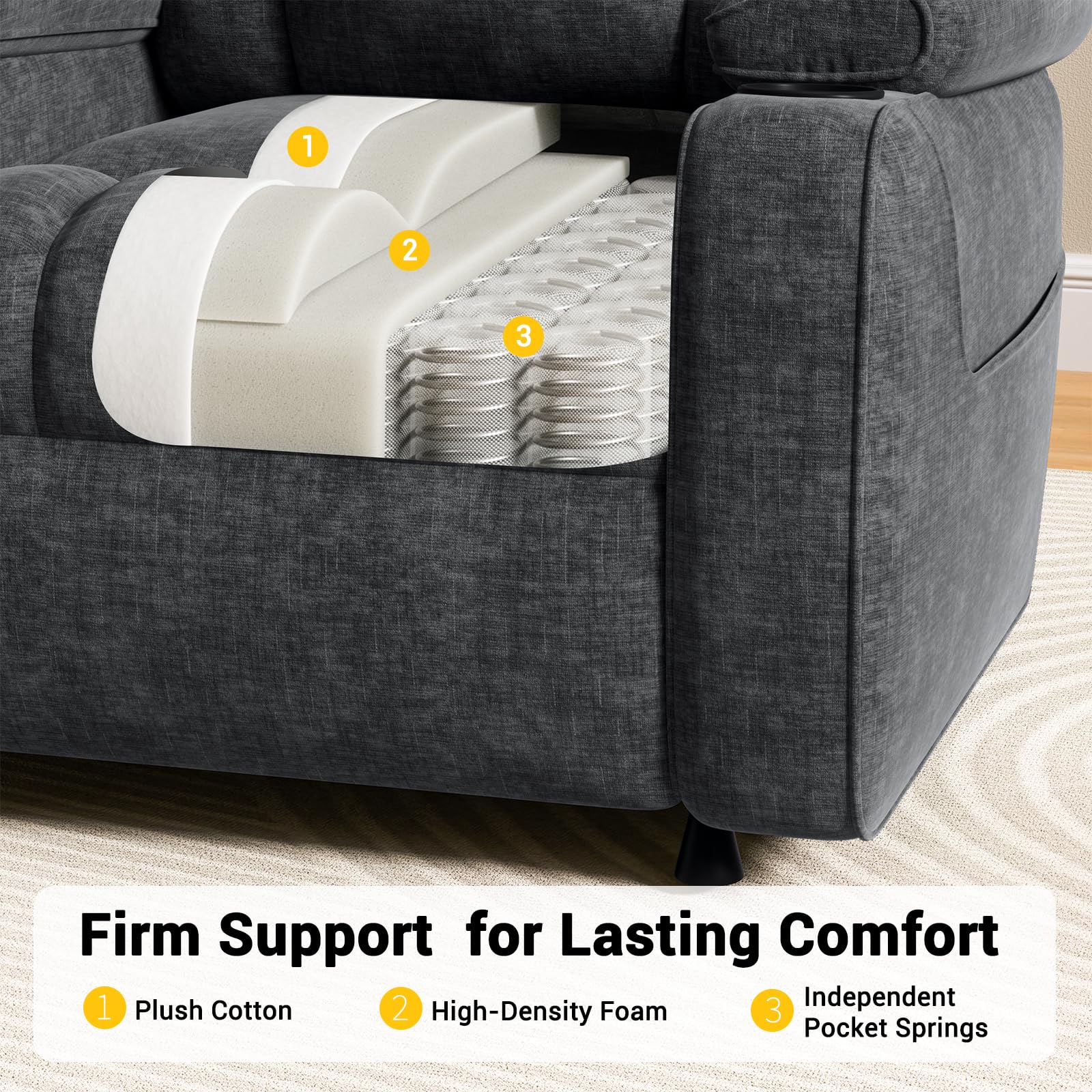 Power Recliner Chair with Cup Holder & USB Port