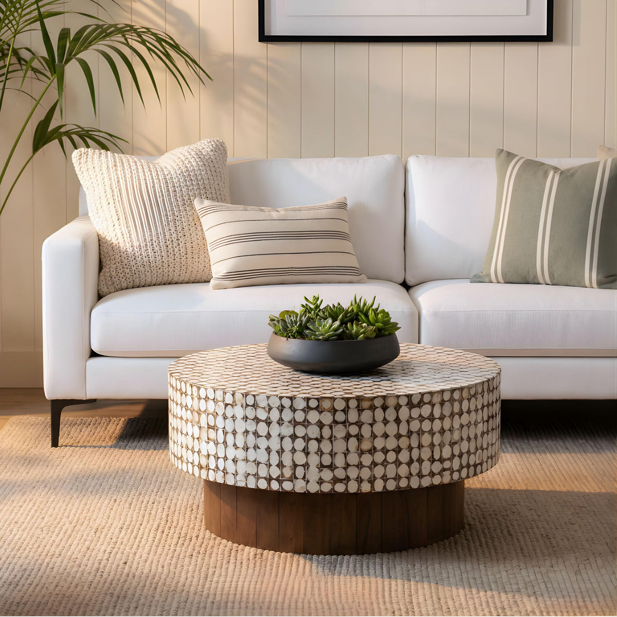 White Round Pedestal Coffee Table