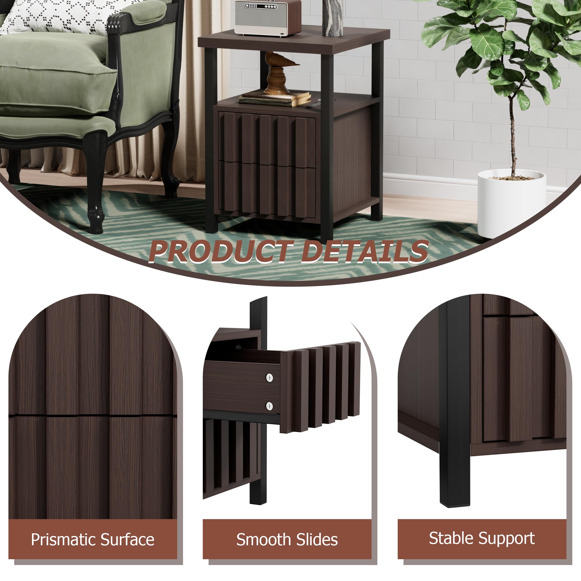 3-Piece Coffee Table Set with Drawers & Open Shelves