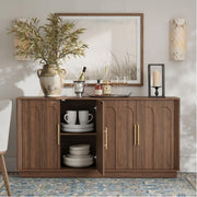FORTUNETEC Sideboard Buffet Cabinet with Storage, Mid Century Modern Accent Cabinet with Arched Doors, Modular Media Console, Minimalist Credenza for Living Room Kitchen Dining Room Entryway, Walnut