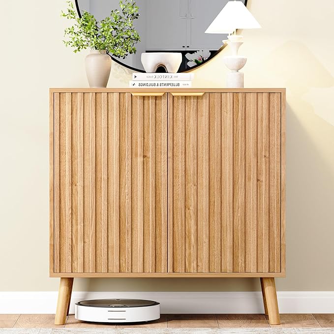 Fluted Buffet Cabinet Sideboard with 2 Doors