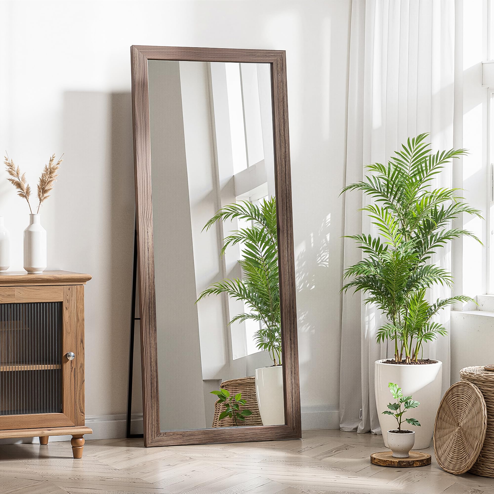 Full Length Floor Mirror with Wood Frame