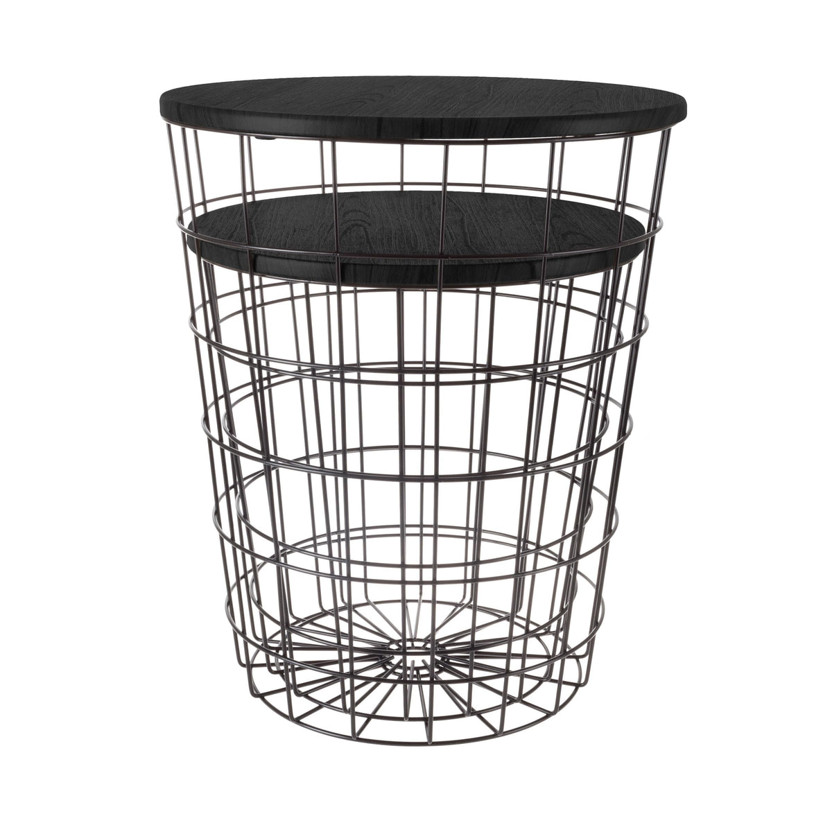 Lavish Home Round End Tables - Nesting Tables Set of 2, Black