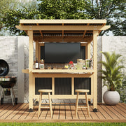 Cedar Wood Grill Gazebo with TV Mount & Dual Bar Counter